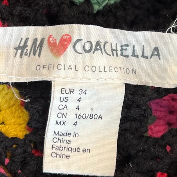 H&M crochet mini dress multicolor square boho festival coverup hippie swimwear - Picture 7 of 8